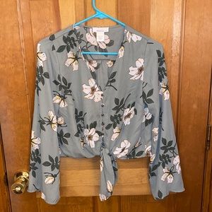 olive green floral top